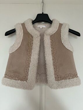 Chloe Girls Beige Faux Shearling Vest